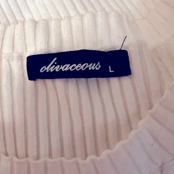 NEW Olivaceous Women’s Knit Sleeveless Ribbed White Mini Dress Size Large - Picture 3 of 3